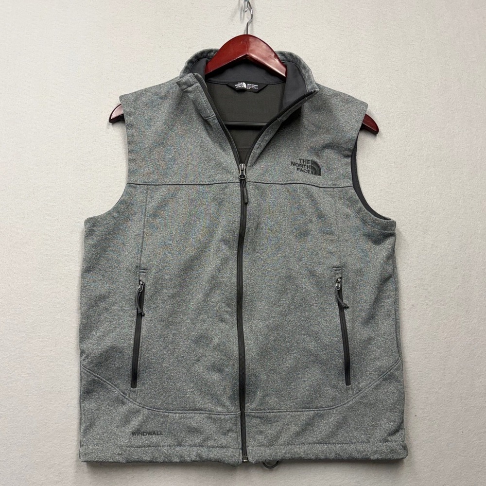 The North Face Vest Mens Small Gray WindWall Softshell Full Zip Hiking Layering